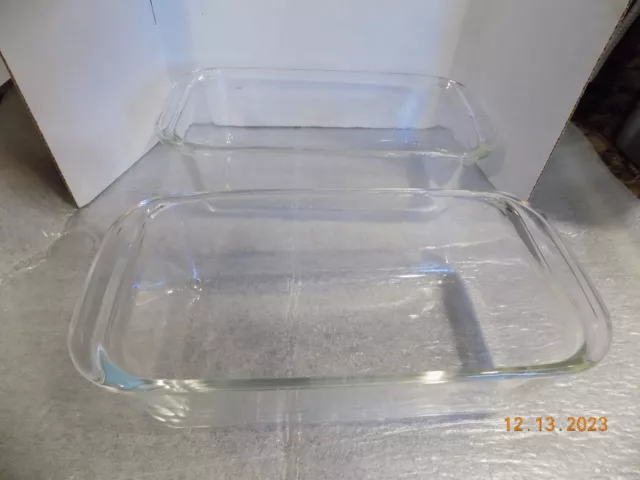 2 PYREX Loaf/Bread/Meatloaf Clear Glass Baking Dishes 1.5 Quart #213