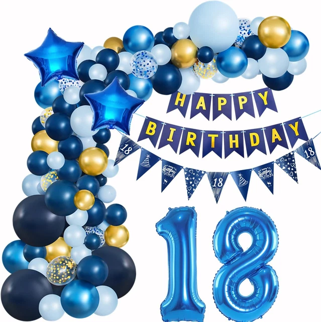 18 GEBURTSTAG DEKO Blau Geburtstagsdeko 18 Junge Luftballons Geburtstag