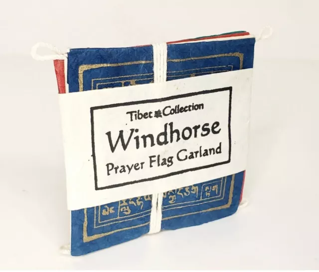NEW Tibetan Windhorse Prayer Flag Garland Handmade In Nepal 2.5”X2.5”