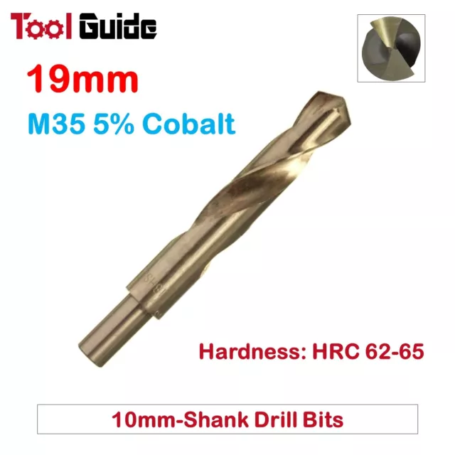 19mm HSS M35 5% Cobalt 10mm 3/8" Reduced Shank Twist Drill Bit 4 Stainless Steel