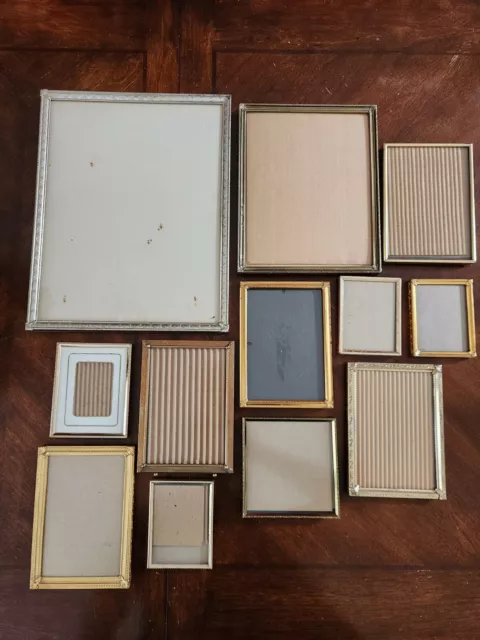 Vintage Lot MCM Decorative Metal Picture Frames Gold Tone Easel Mini 11x14 Vtg