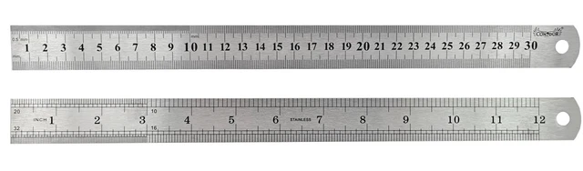 Azbvek Edelstahl-Lineal 1 Meter – Beidseitig Mit Cm Und Zoll, Für Werkstatt, Schule Und Handwerk
