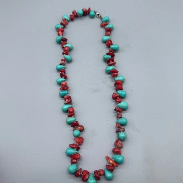 Collier Ras Du Cou Vintage Satellite - Bronze, émail Bleu Et Turquoise - Motif Coeurs - Occasion