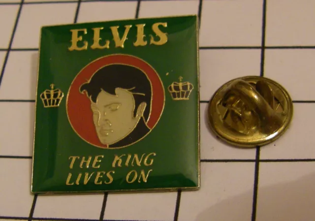 ELVIS PRESLEY THE KING LIVES ON vintage pin badge