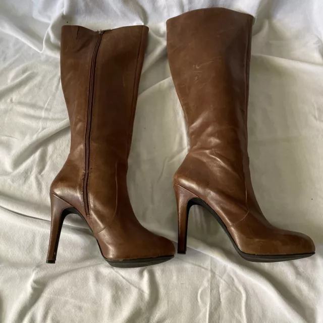 Jessica Simpson Leather Avern Brown Tall Boots Size 10M High Heels