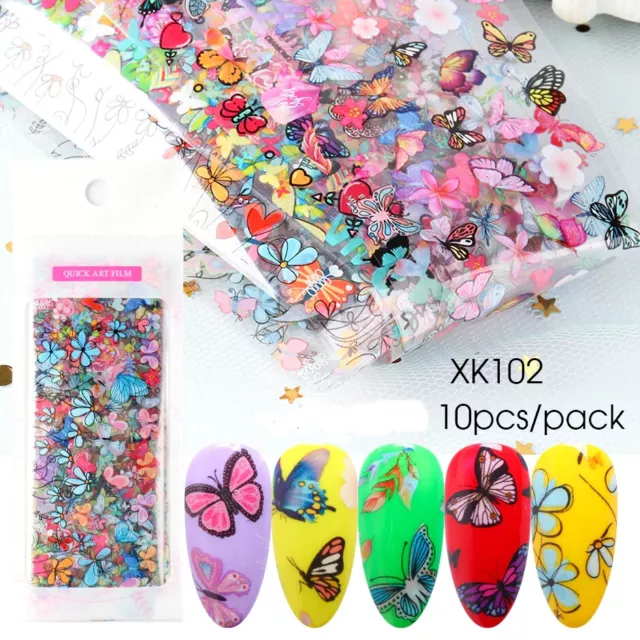 10 MIXED BUTTERFLY 💖 Nail Art Foils 💖 Nail Transfer Foil 💖Wraps Decal Sticker