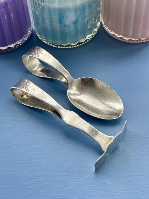 Levi & Salaman Vintage Hallmarked Sterling Silver Baby Feeding Pusher & Spoon
