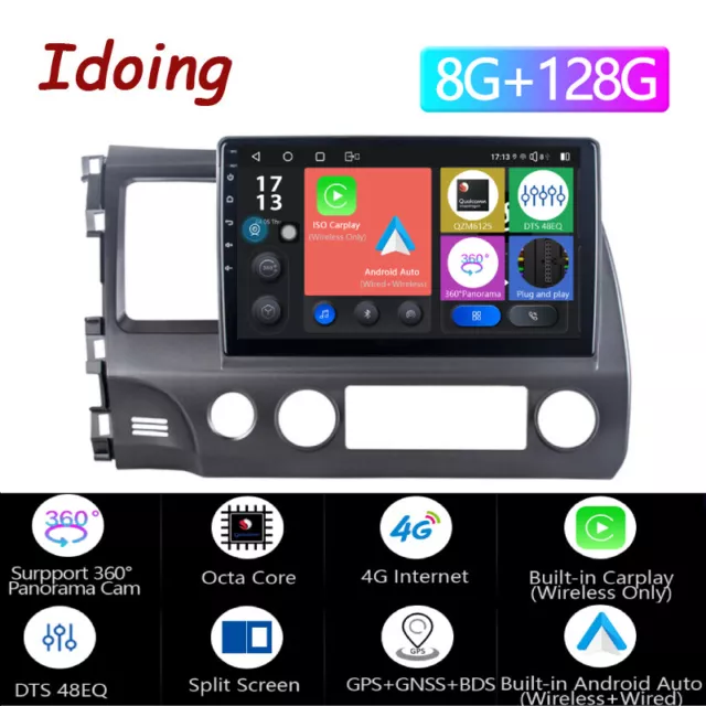 10.2" Android 10 Qualcomm 8Core Car GPS Stereo CarPlay BT For Honda Civic8 05-12