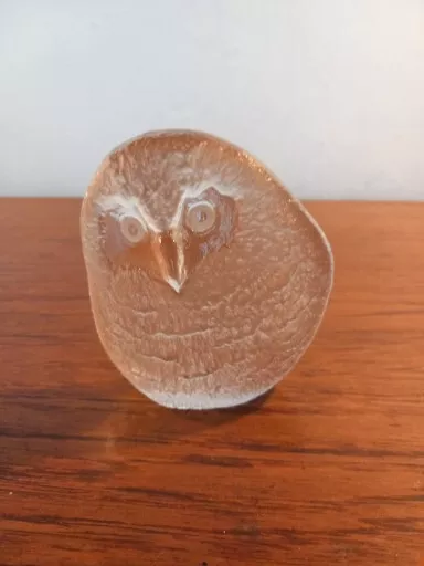 MATS JONASSON crystal owl sculpture lead crystal glass Sweden