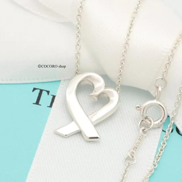 Tiffany & Co. Paloma Picasso Loving Heart Pendant Necklace 16.1" Silver w/Pouch