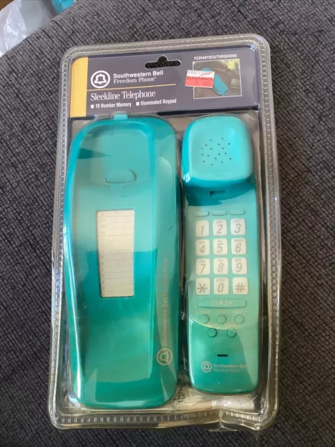 Southwestern Bell Phone Sleekline Telephone New Old Stock Sealed Turquoise