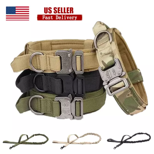 US Tactical Dog Collar Military Nylon Adjustable Heavy Duty Metal Handle Buckle