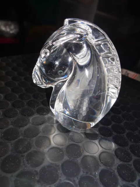 Vintage Rare Steuben Crystal Glass Horse Head Paperweight Signed