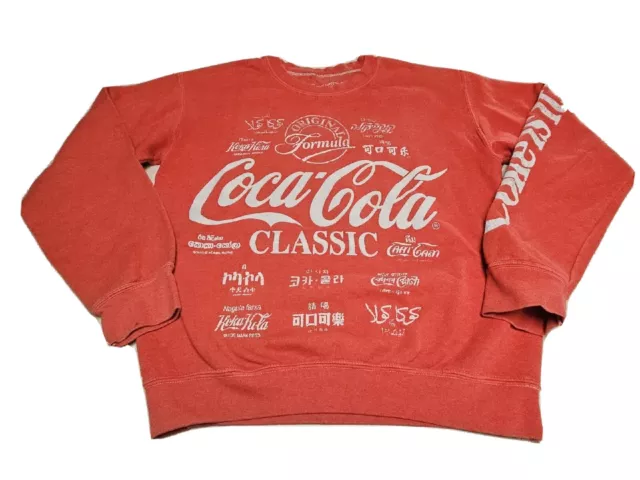 Coca Cola Sweatshirt Women S Red Pull Over Crew Neck Sweater Cropped