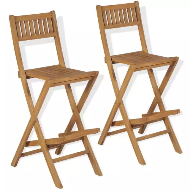 2x Teak Massiv Garten Barstuhl Klappbar Barhocker Gartenstuhl Balkon vidaXL