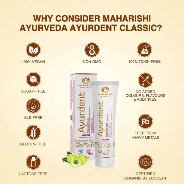 MAHARISHI AYURVEDA AYURDENT Classic Ayurvedic Herbal Toothpaste- All ...