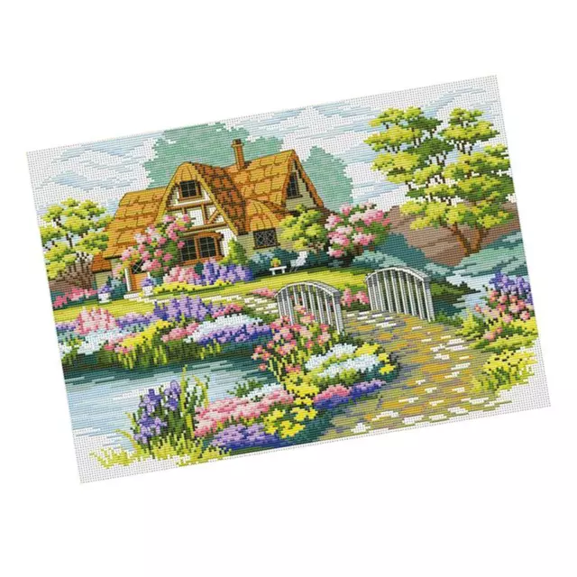 Garden Cottage Kits De Point De Croix Estampés à La Main Artisanat De Broderie