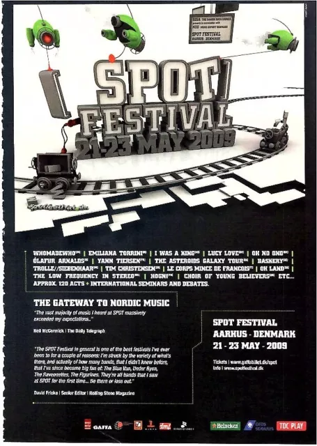 (Moj7) Advert 11X8" Spot Festival 2009 Whomadewho, Emiliana Torrini, Oh No Ono