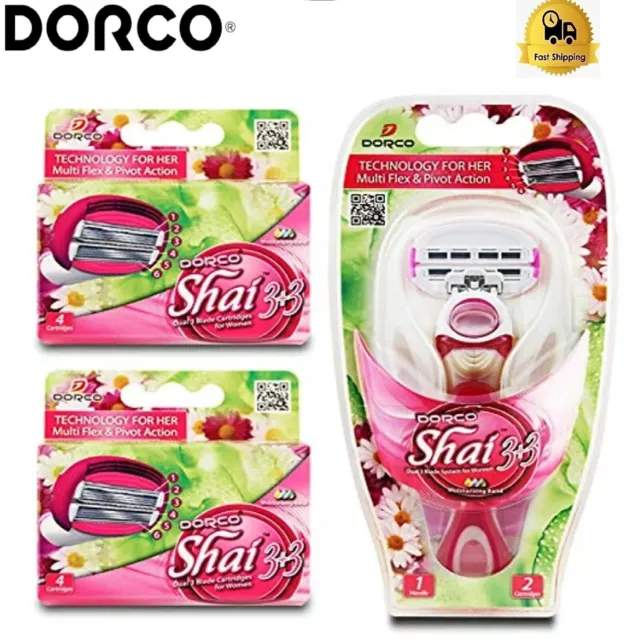 DORCO SHAI 6 Six Blade Razor Shaving System Value Pack 10 Cartridges + 1 Handle