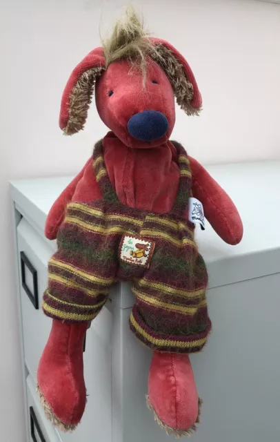 13” Moulin Roty Les Zazous Red Puppy Dog In Dungarees