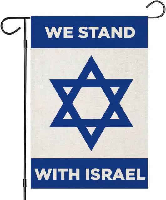 We Stand with Israel Garden Flag,Bandera De Israeli Small Yard Flag,12×18 Vertic