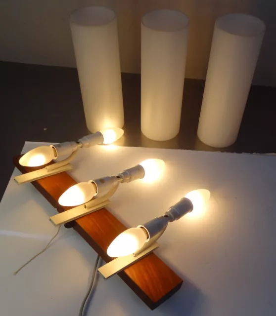 Paar edle Designer Wandlampen  Lampe 2 Stück a 6 flammig Teakholz 1960er 3