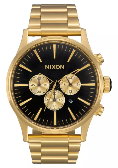 Neu NIXON SENTRY CHRONO  Herrenuhr Gold/ Blue Sunray im Original Box 350€