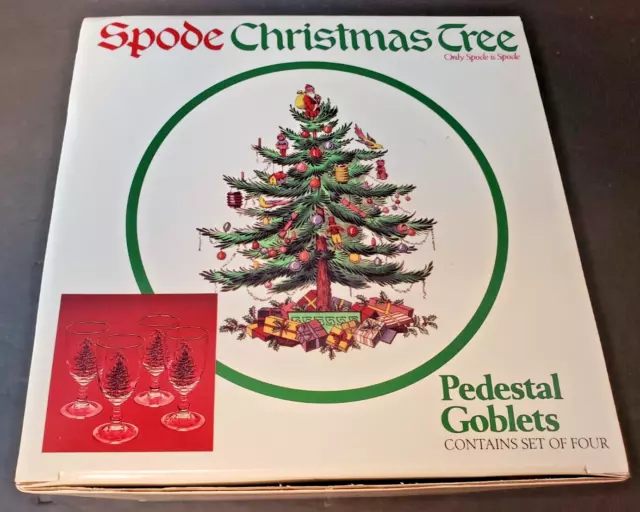 Portmeirion Spode Pedestal Goblets Christmas Tree Set of 4 Limited Edition New
