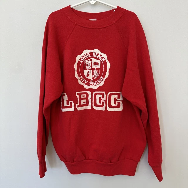 Vintage Long Beach City College Kids Youth Large Vintage Pullover Sweater Red