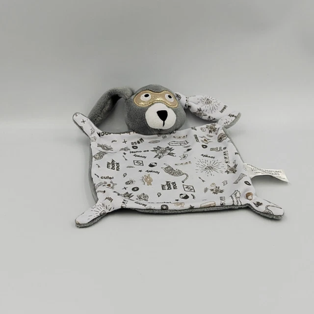 Doudou plat lapin gris blanc fleurs leopard lovely masque IKKS - 30180