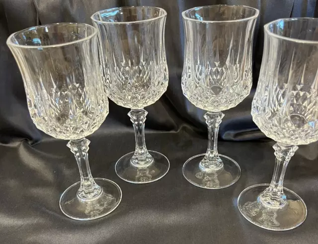 Set Of 4 Cristal D'arques Longchamp Wine Glasses -  Elegant Crystal-  6 1/2"