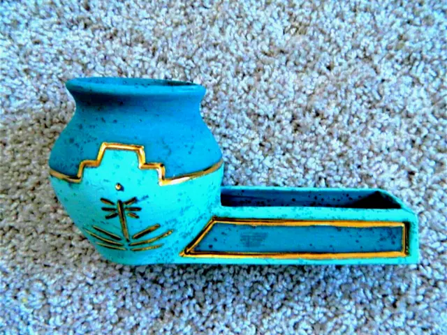 Southwest Treasure Turquoise Clay Business Card Pencil Desk Storage Incense Pipe