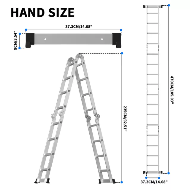 2M-6M Telescopic Ladder Multi-Purpose Extendable Folding Alu/Steel Ladders Loft 3