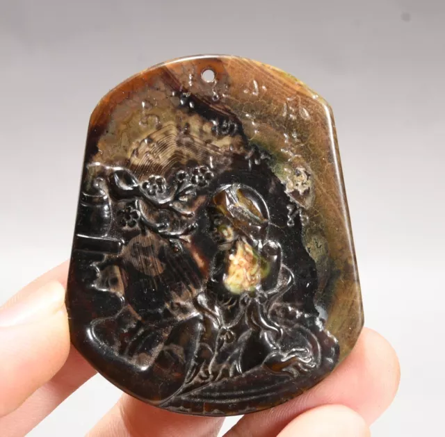 2.1'' China Hongshan Culture Old Jade Plum Flower Beauty Belle Amulet Pendant