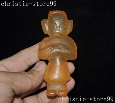 China Hongshan Culture Ancient Dynasty Old Crystal Carved People Amulet Pendant