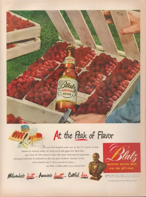 1948 Blatz Pilsener Brewing Better Beer Raspberry Crates Vintage Print Ad L27