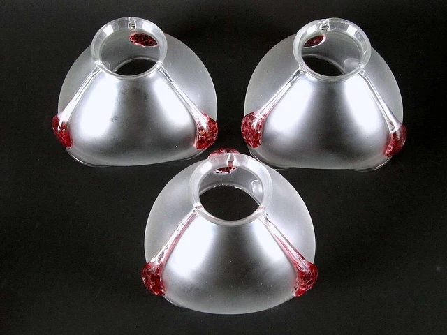 LAMPENSCHIRMCHEN Jugendstil-Glas - 3 Stück mit langen Tropfen...