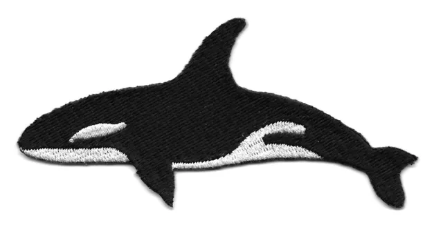 Whale - Orca - Aquatic - Ocean - Embroidered Iron On Patch - Left -  4"W