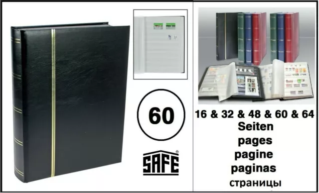 Classificatore album francobolli Nero 60 Bianco Pagine Plugin Album Safe 151-5