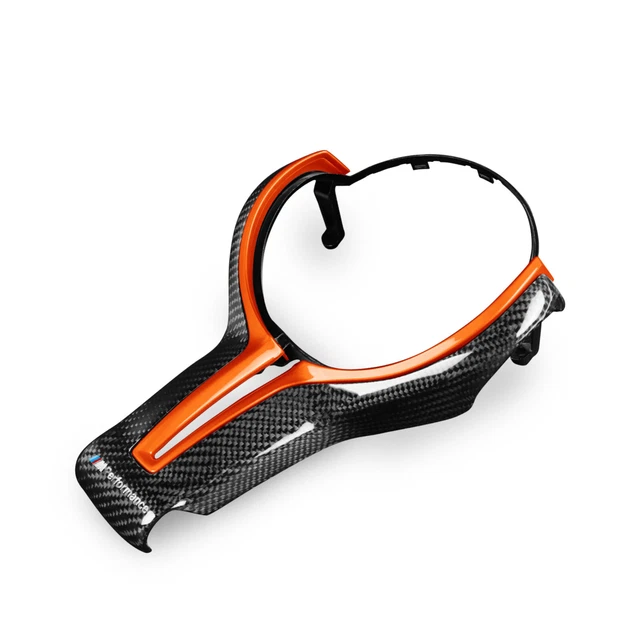Orange Carbon Fiber Steering Wheel Trim Replace Fit For BMW M2 M3 M4 M5 M6 X5M