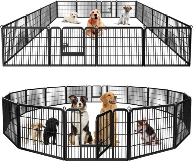 16 Panels Dog Pen Pet Playpen Kennel Fence Puppy Exercise Barrier Outdoor Indoor