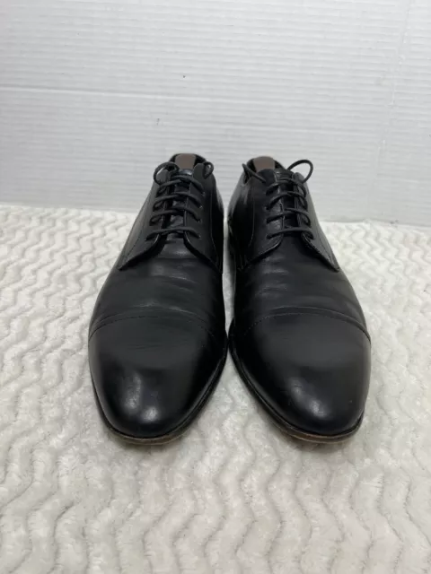 HUGO BOSS MEN’S Size 9 Black Leather Oxford Cap Toe Lace Up Dress Shoes ...