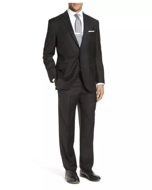 PETER MILLAR Flynn Classic Fit Solid Wool Suit, Black, Size 42R NEW - $845