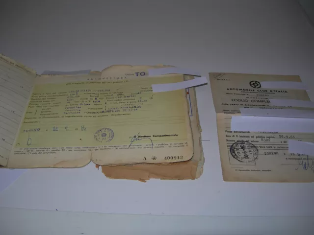 Libretto Carta Di Circolazione Lancia Fulvia 2 C Del 1960 Raro Da Collezione