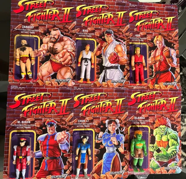 Super7 Reaction Street Fighter 2 MIB Lot - Ryu, Chun-li, Blanka