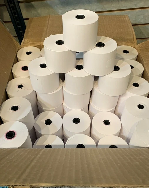 Case 100 Ct Lot Adding Machine Receipt Tape Rolls 2-1/4" x 150' White~Paper POS