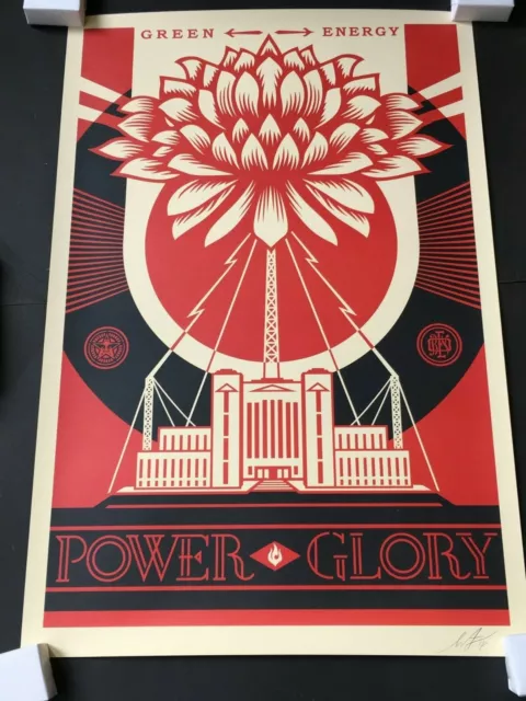 SHEPARD FAIREY OBEY GIANT - Green Power SIGNIERTER Kunstdruck