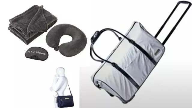 Samantha Brown Luggage Wheeled  Weekender Nylon Jet Set Travel Set~ Silver