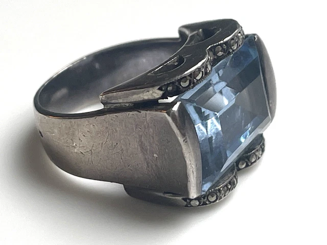 Bague ancienne en argent 800,et quartz fumé. | Kaufen auf