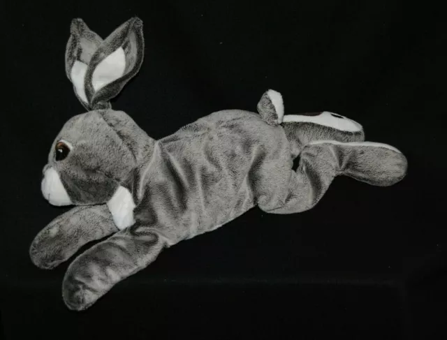 Peluche doudou lapin lièvre IKEA Vandring gris blanc 40 cm allongé TTBE